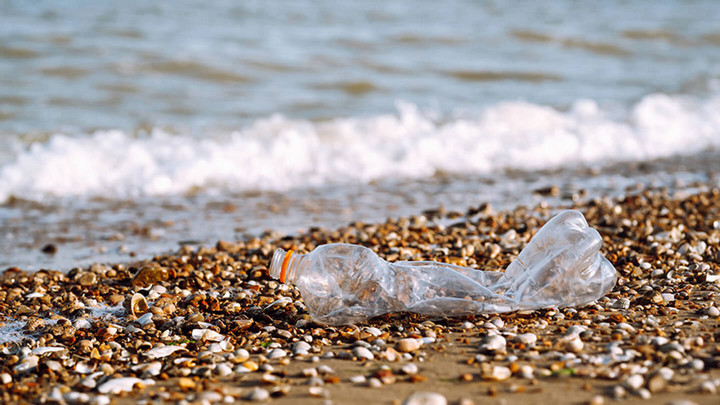 empty plastic bottle on the beach